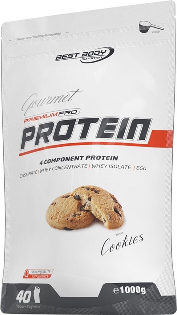 Best Body Nutrition - Gourmet Premium Pro Protein - 1000 g Zipp-Beutel, 1 x 1000 g Zipp-Beutel, Geschmack: Cookies