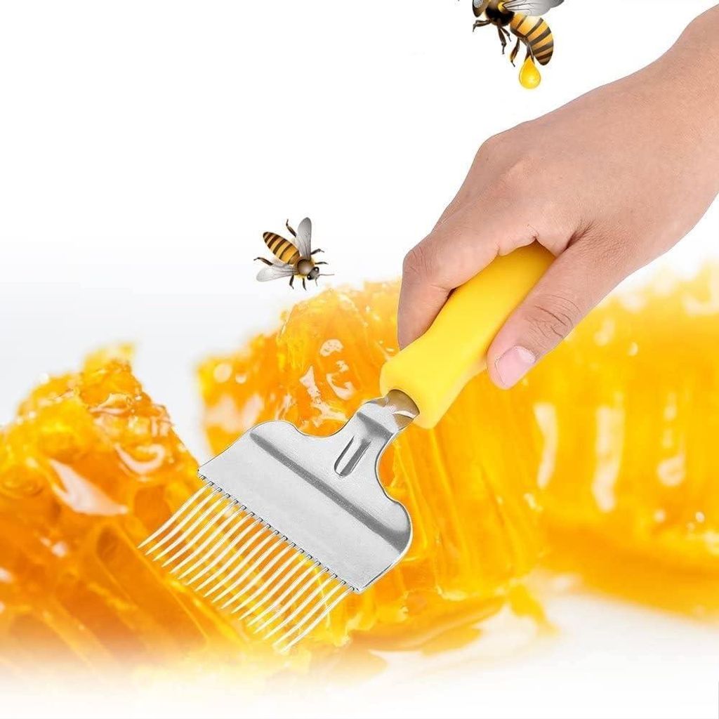 LATRAT Entdeckungsforke, rostfreies Edelstahl-Bienenhaltung Zubehör, Zubehör, rostfreie Zähne, Entdeckungsforke, Bienenwerkzeug mit Kunststoffgr...
