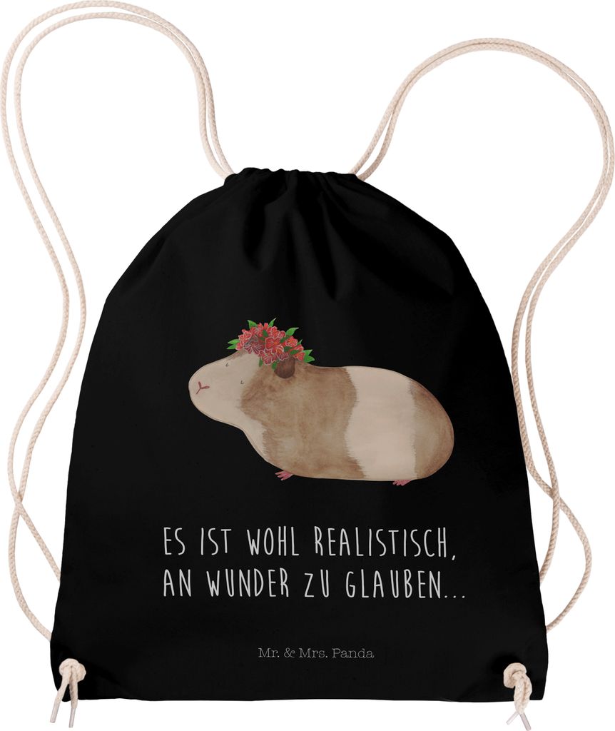 Mr. & Mrs. Panda Turnbeutel Meerschweinchen Weisheit - Schwarz - Geschenk, Drawstring Bag, wander rucksack, Wunderland, Säckchen, Stoffbeutel, Jut...