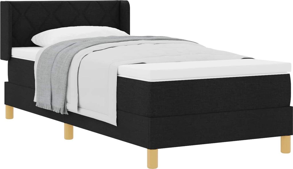 Boxspringbett mit Matratze Schwarz 200 x 90 cm Stoff