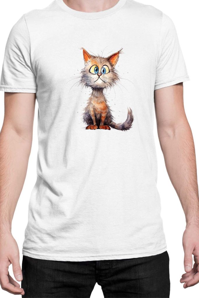Herren T-Shirt Funny Cats Breeds Munchkin Cat 025, Man XL / Weiß