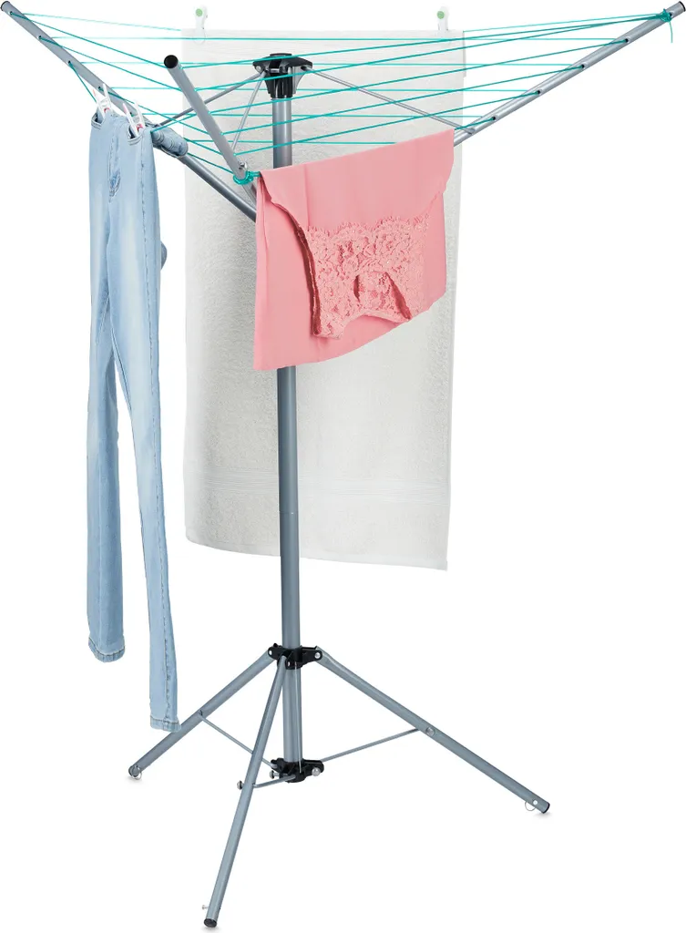 Étendoir à Linge Parapluie avec Support - Séchoir de Jardin Pliable Gris