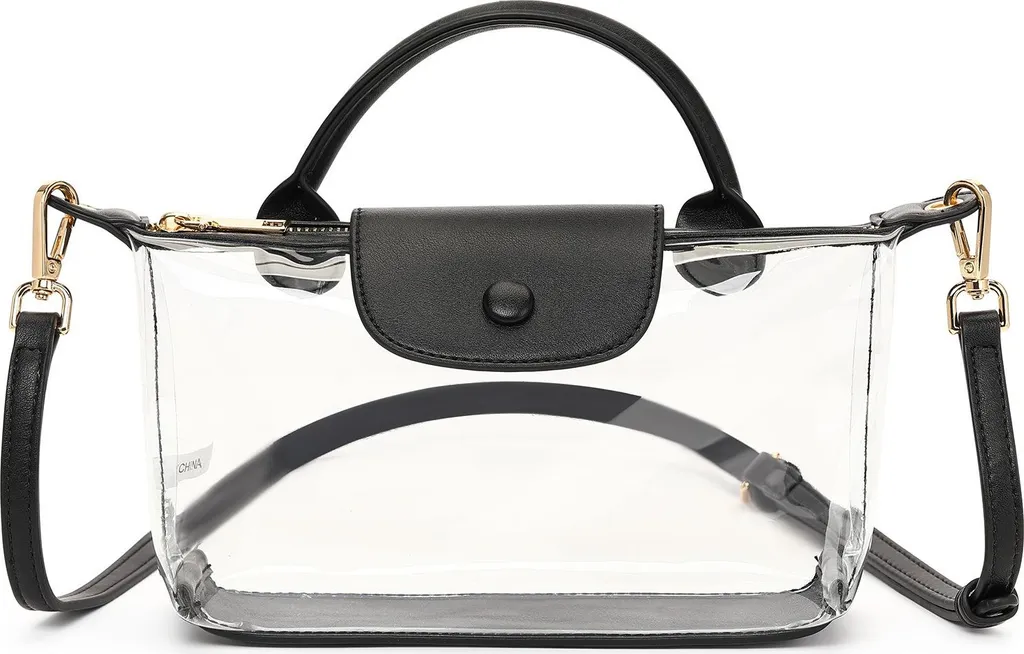 INF Borsa Trasparente PVC Nero Elegante - Tracolla Moda Donna 2026