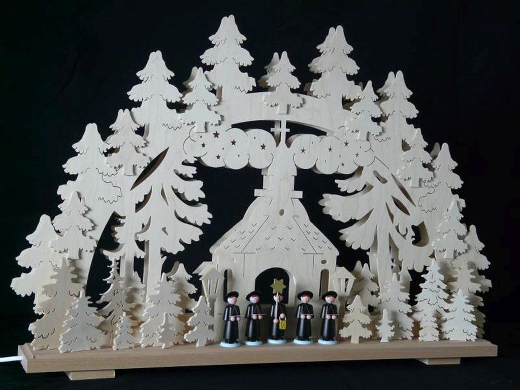 Schwibbogen mit der Seiffener Kirche Kurrende und Beleuchtung BxHxT 70x43x7cm NEU