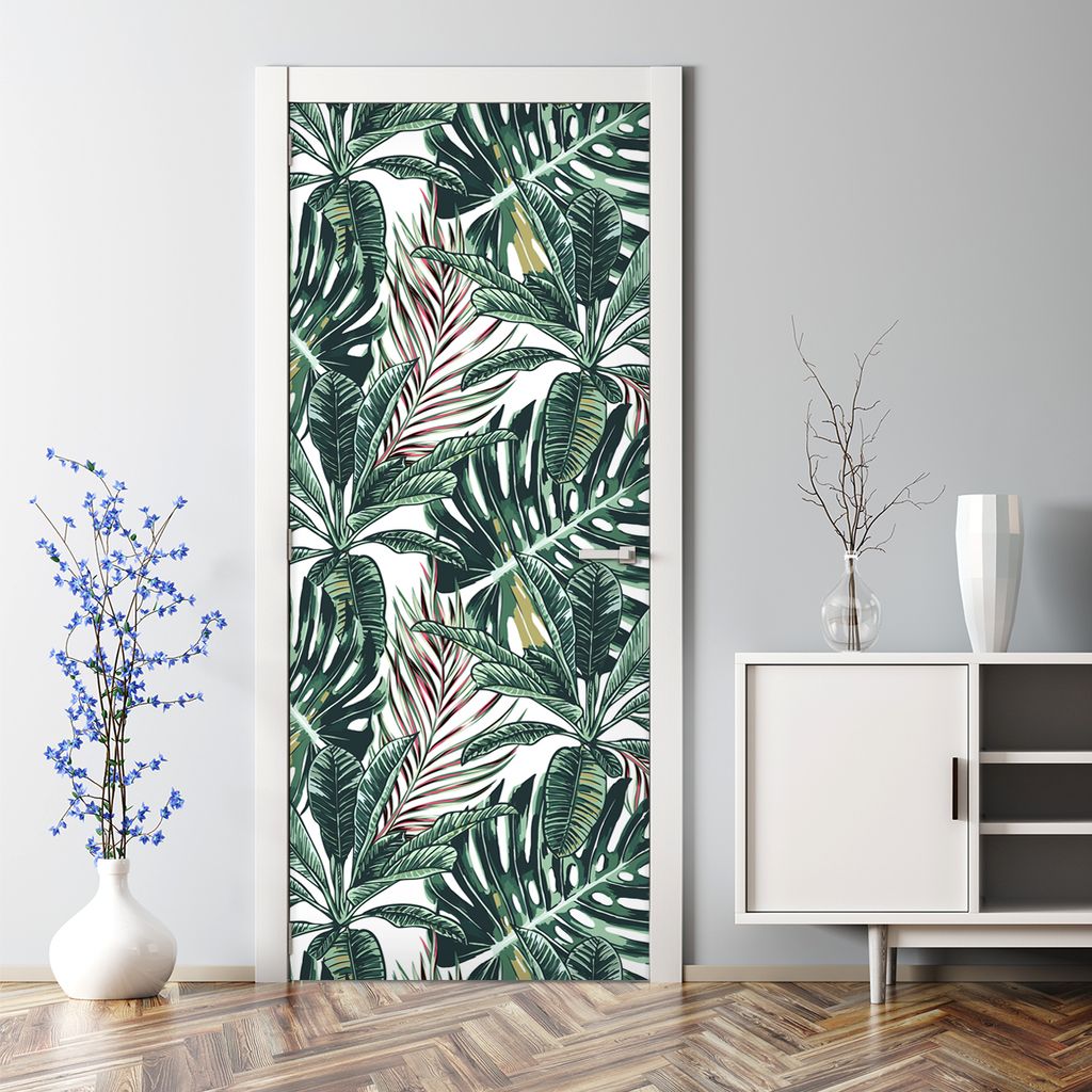 Dekorative Klebefolie selbstklebend Tapete Türposter dekoration Tropische Blätter 85 x 200 cm