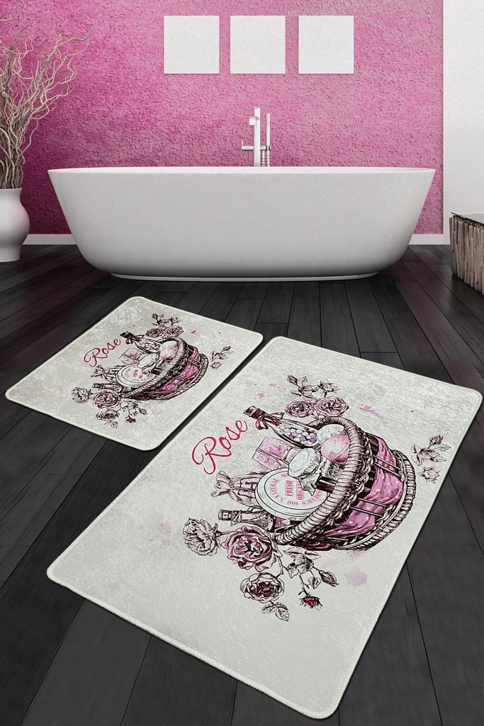 Mijolnir, Rose Basket Djt, Badematten, Mehrfarbig, Polyester, 60 x 100 cm