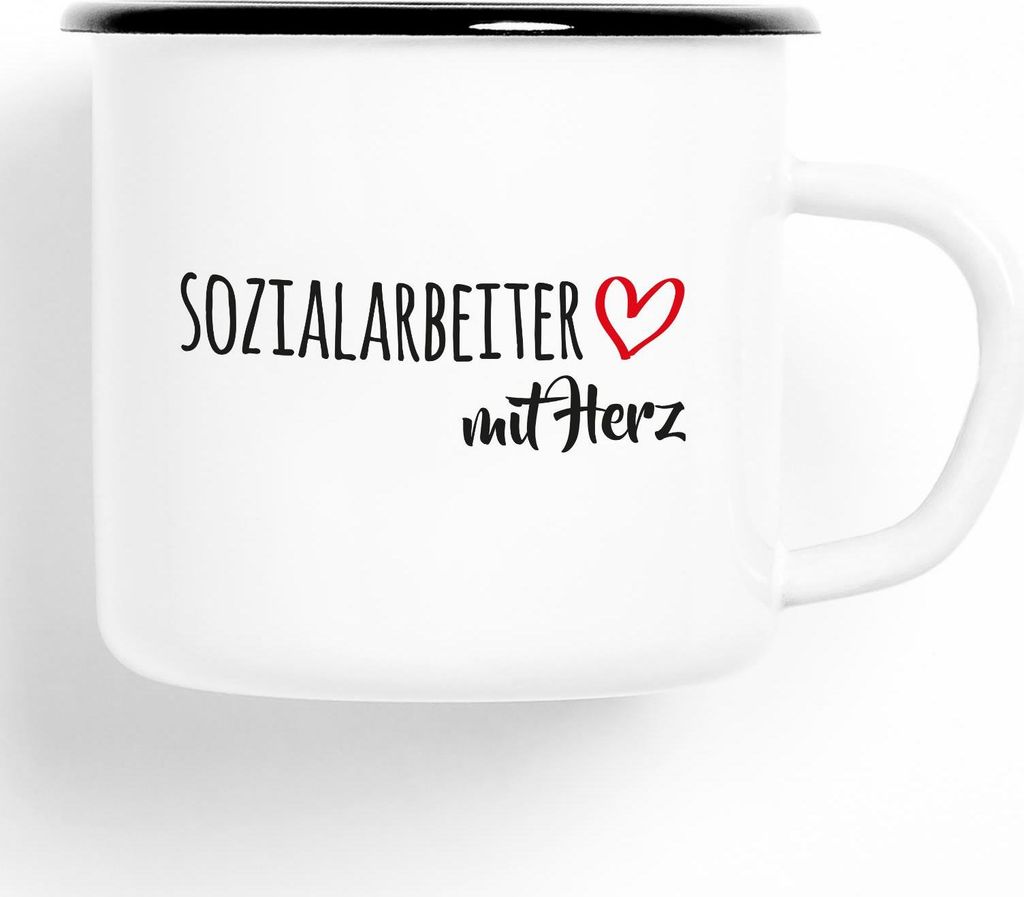 Huuraa Emaille Tasse Sozialarbeiter Geschenk Kaffeebecher Vintage 300ml Sozialarbeiter Präsent