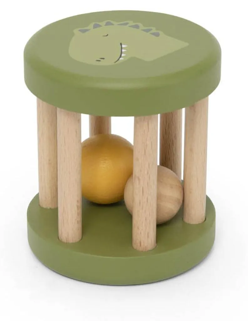 Hochet roulant en bois pour nouveau-né Trixie - Dinosaure Mr. Dino vert