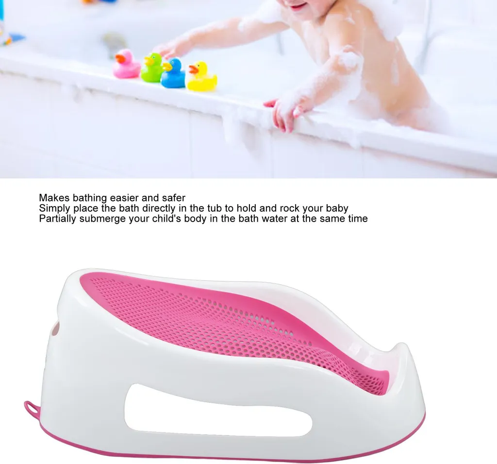 Support de bain bébé rose antidérapant en silicone TPE ultra doux - 5