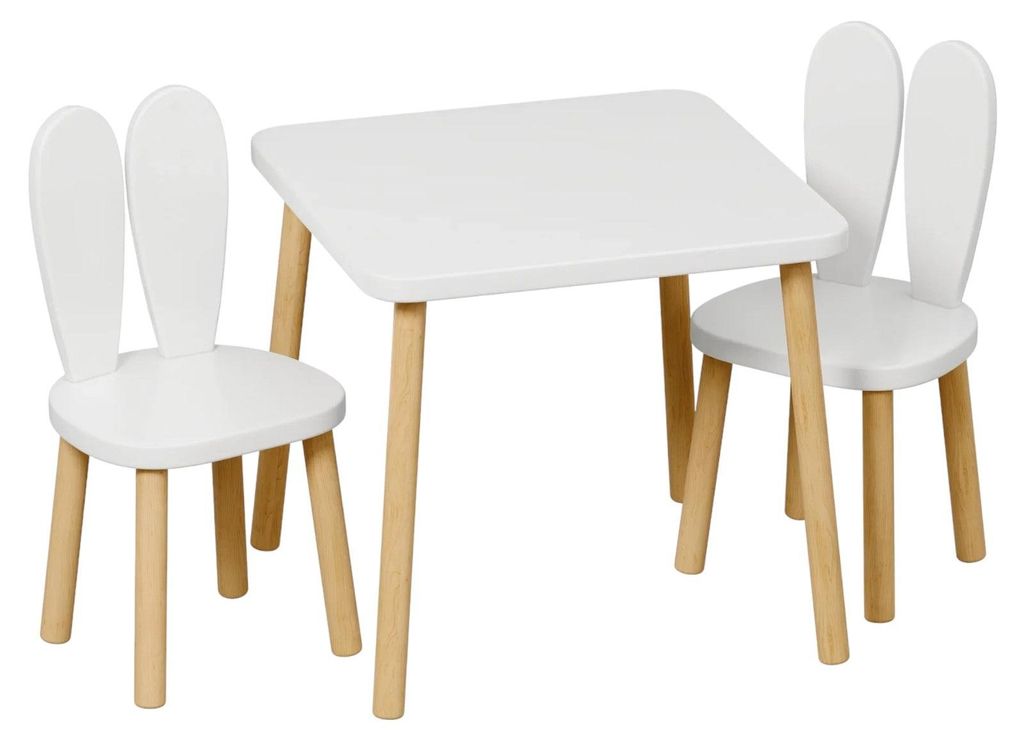 Tavolo in legno per bambini con 2 sedie "BUNNY", set ideale Immagine del prodotto 