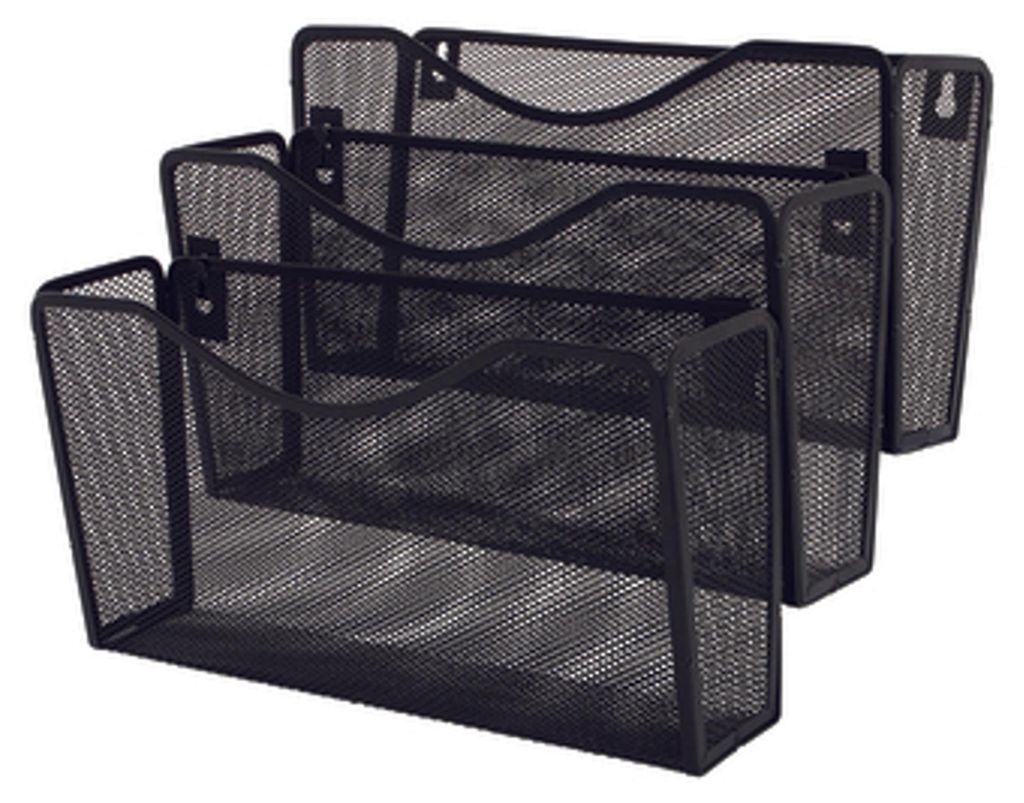 Druciany regał ścienny z 3 schowkami 325x230x330mm czarny Zdjęcie produktu 