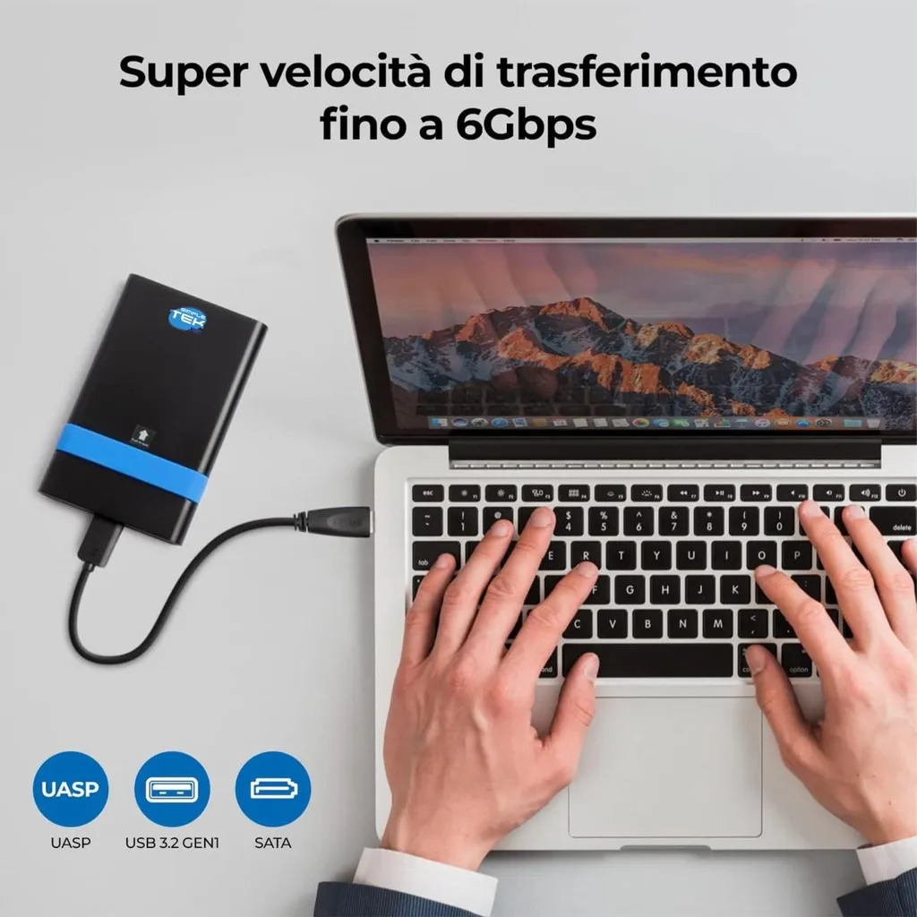 Box Esterno 2,5" Per Hdd Ssd Sata Iii Configurabile Usb 3.2 Enclosure 6Gbp - 6