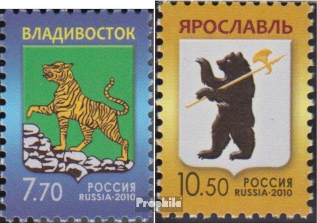 Briefmarken Russland 2010 Mi 1670-1671 (kompl.Ausg.) postfrisch Stadtwappen