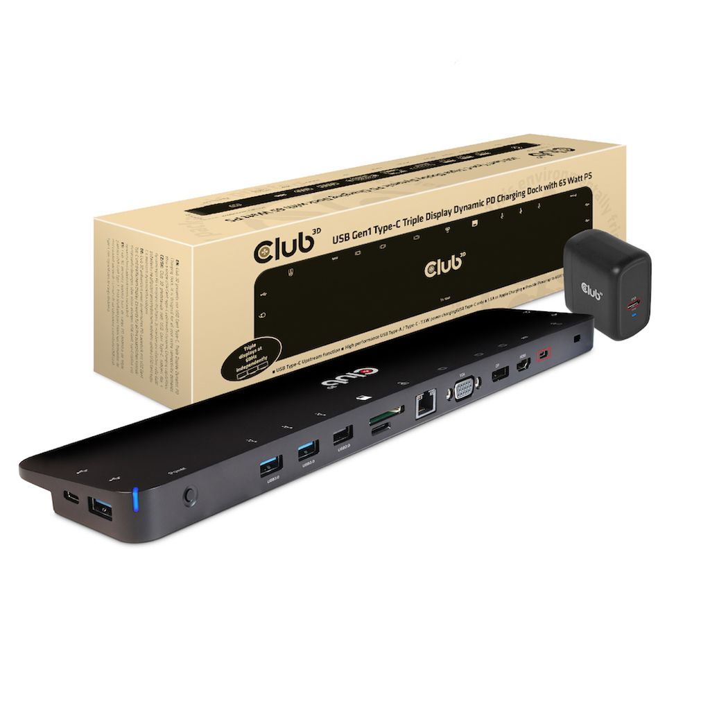 Club 3D Dynamic PD Dock Station - USB 3.2 4K Triple Docking Station 65W *schwarz*