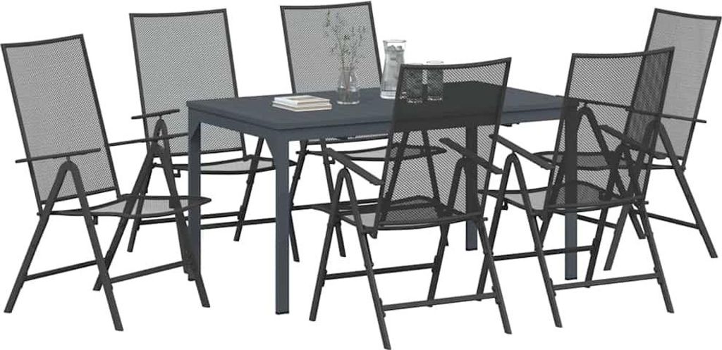 vidaXL Garten Essgruppe 7 pcs Anthrazit Pulverbeschichteter Stahl
