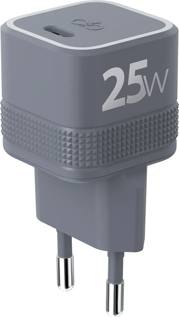 Chargeur CS 25W USB C PD GaN CUBE Gris Recycle - Charge Rapide Compacte