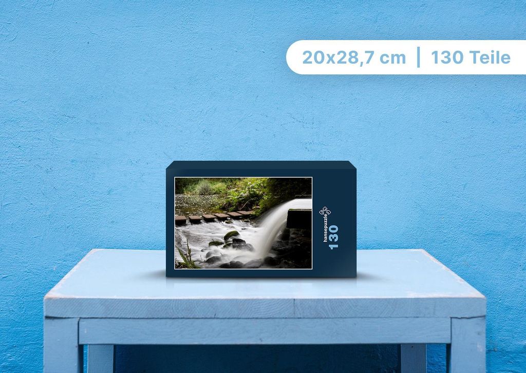 hansepuzzle 108577 - Wasserfall Puzzle, 130 Teile, Natur, 28,7 x 20,0cm mit hochwertiger Aufbewahrung, Kartonbox und wiederverschließbarem Beutel