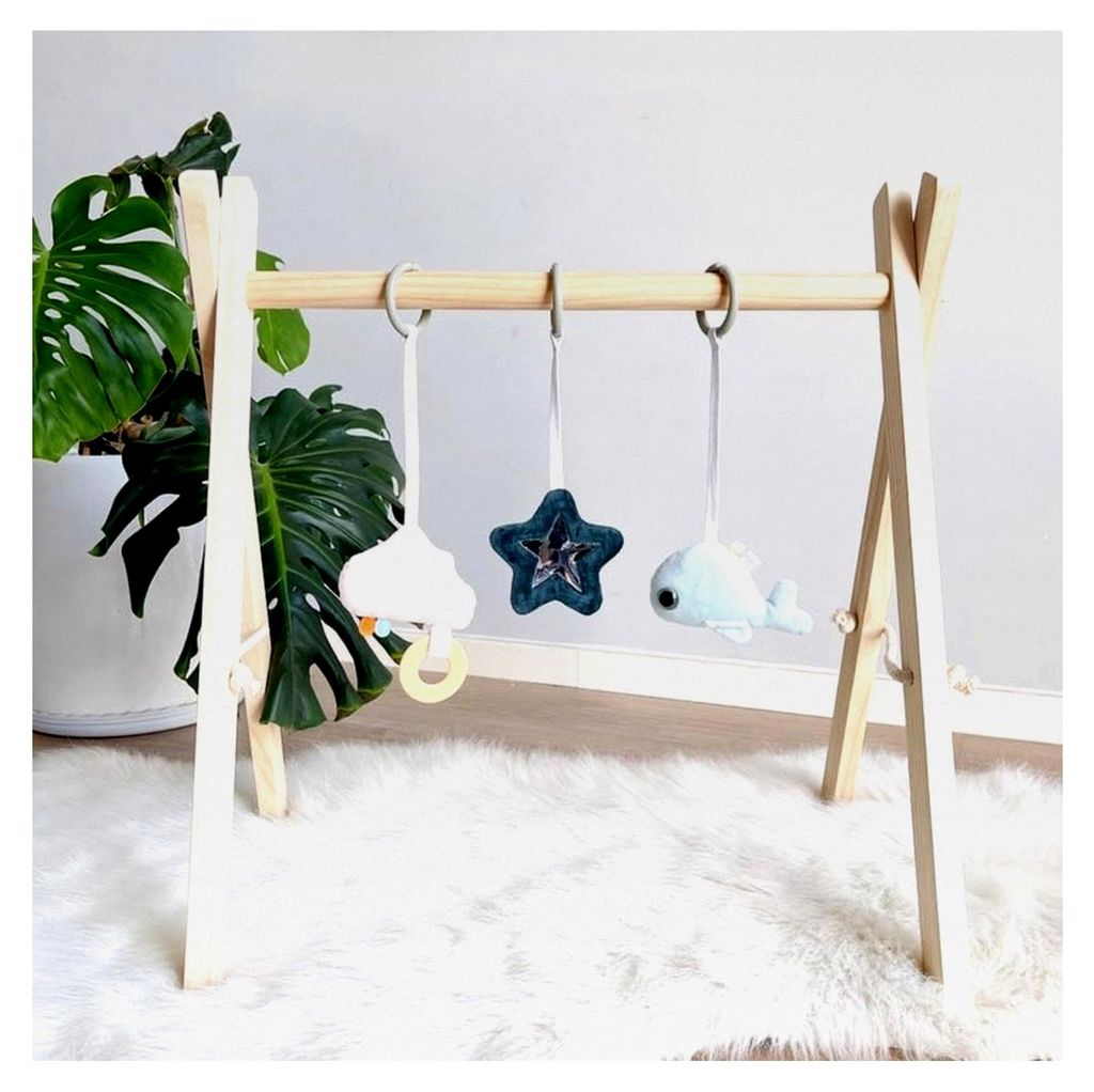 Holzspieltrapez für Babys mit Puzzle-Gym und Anhängern