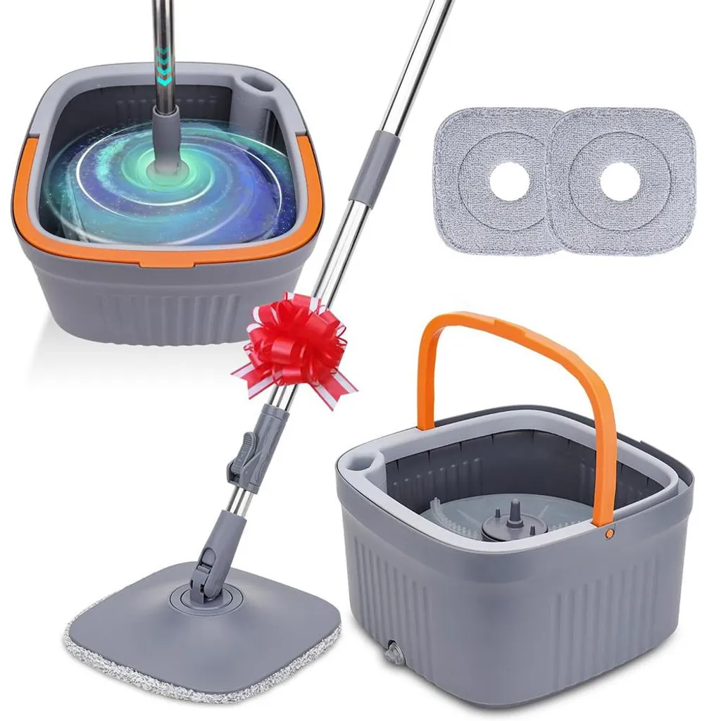 Kit Balai à Franges avec Seau à Double Compartiment et 2 Patins Microfibre - 2