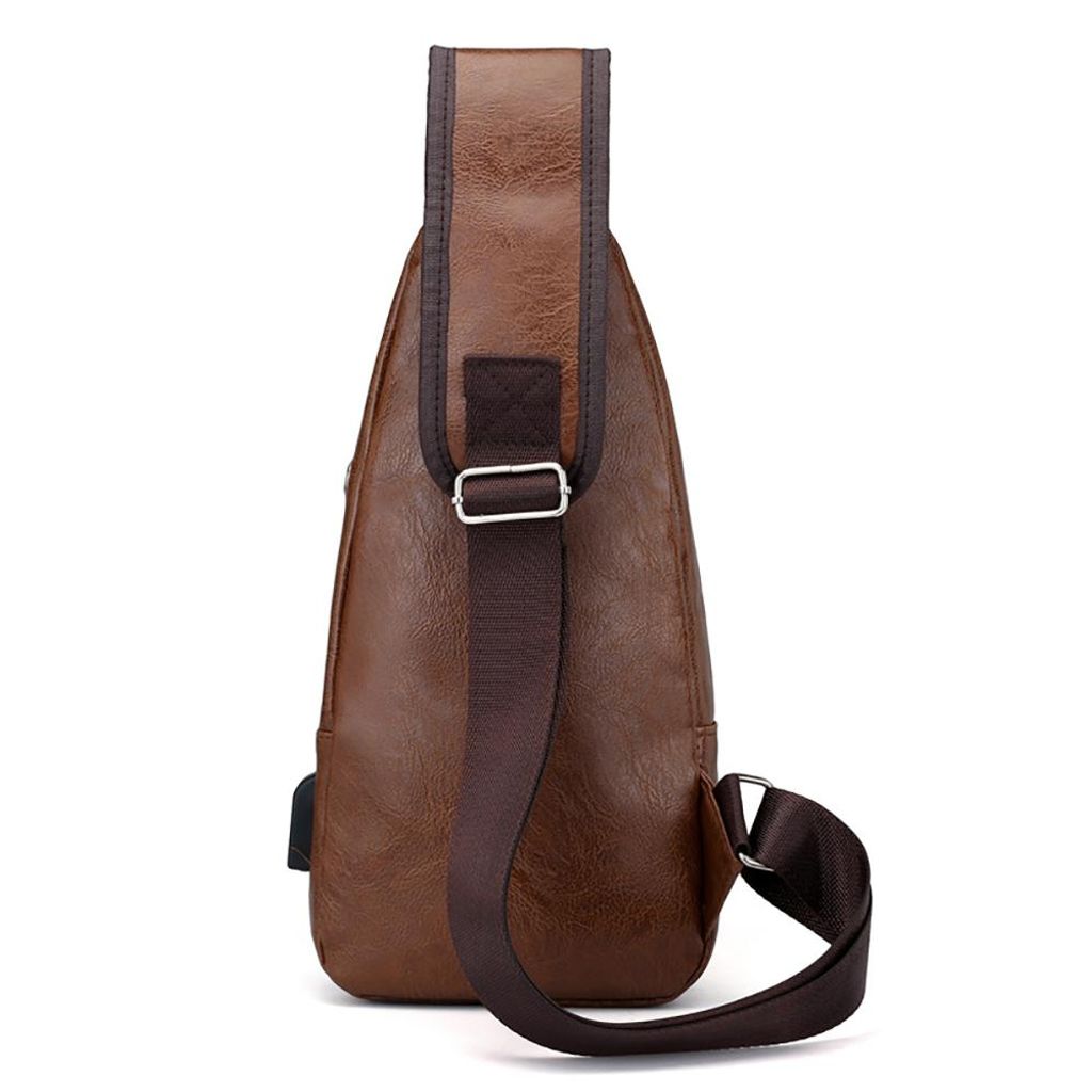 Borsa a tracolla da uomo, effetto pelle, color marrone, Immagine del prodotto 