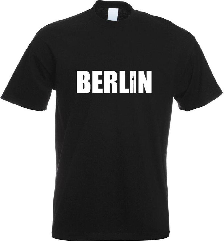 Kiwistar - T-Shirt - schwarz - Berlin Schriftzug Motiv Bedruckt Funshirt Design Print - mit Motiv Bedruckt - Funshirt Design - Sport - Freizeit - H...