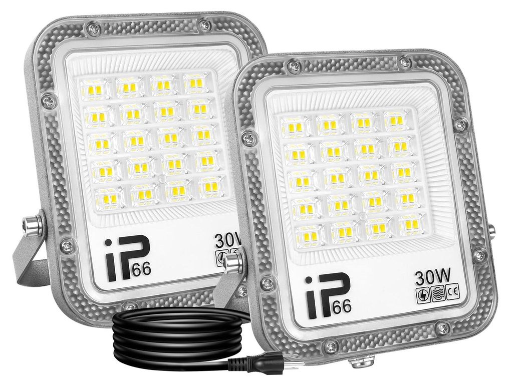 LED-Flutlicht 30W 3000LM IP66 kaltweiß 2er-Set