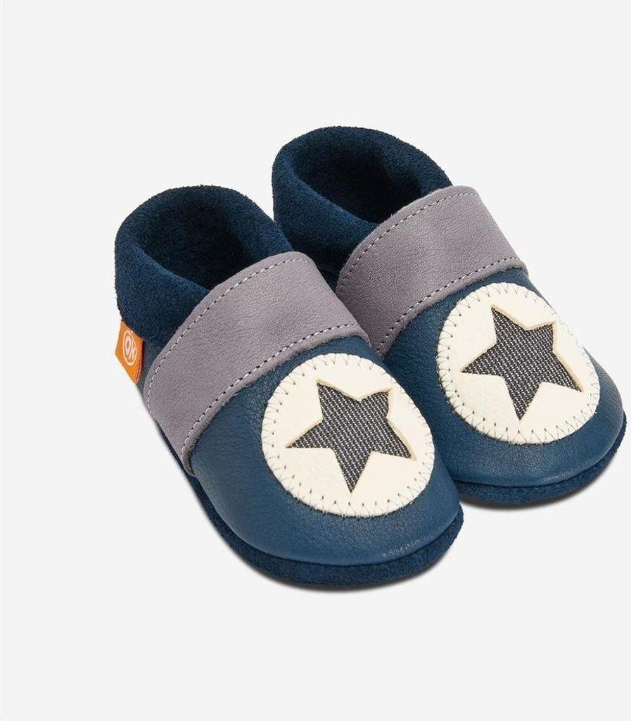 Orangenkinder Hausschuhe Lederpuschen Blue Star 20/21