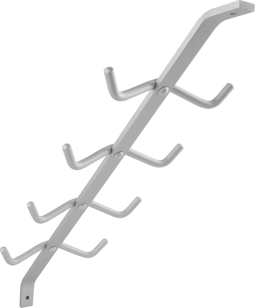 Garderobenarm Neper mit 4 Doppelhaken ohne Auflage, Aluminium silber eloxiert