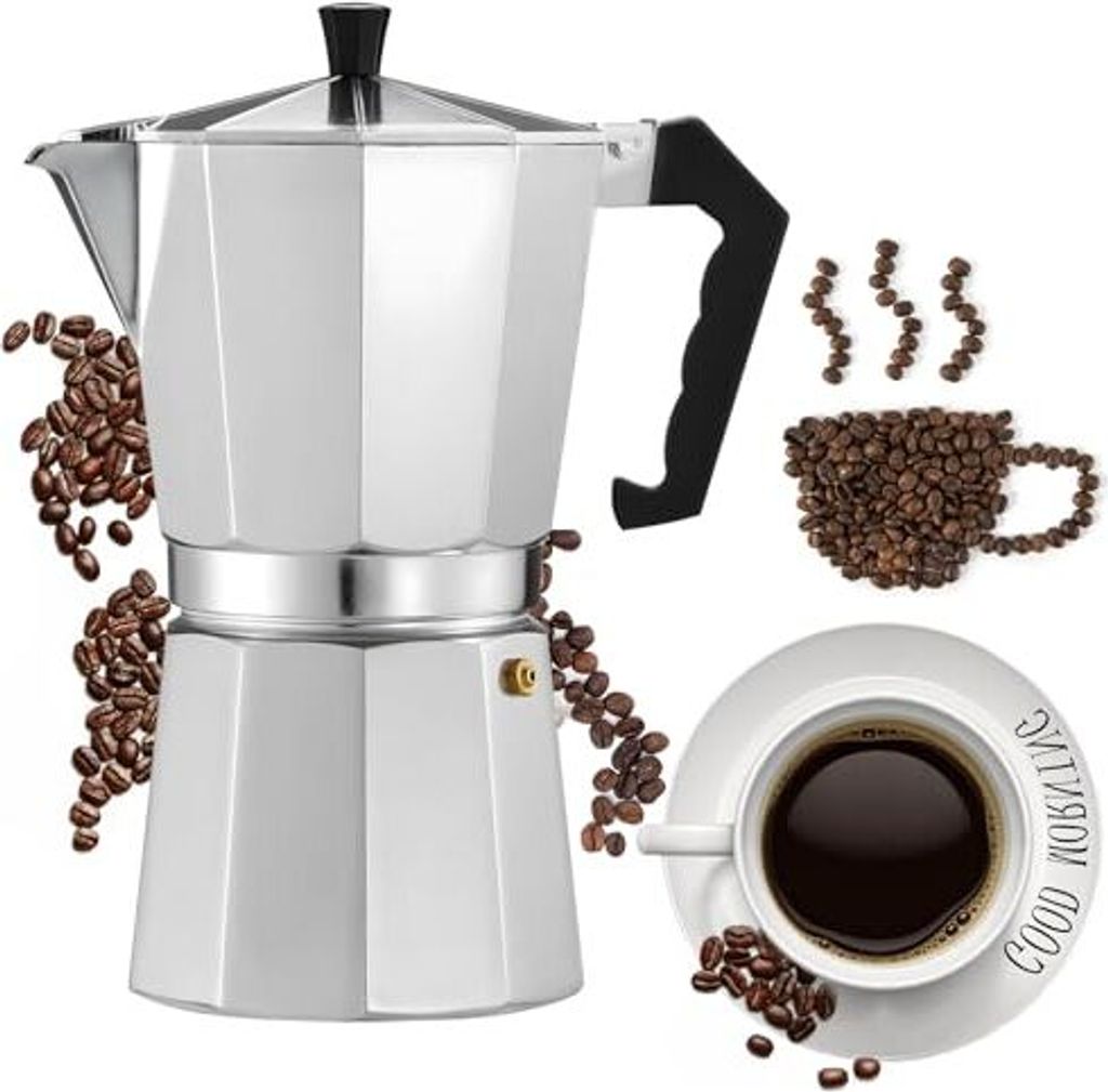Fainfun Espresso -Hersteller 700 ml, italienische Kaffeemaschine, Topf, Mokka -Espresso, Maschine MOKA, Gaskeramikherd, Aluminium, Silber, Filterpapie
