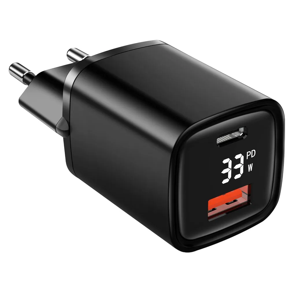 Adaptateur Secteur Double USB 33W Eaxus avec Écran Digital - Pack de 2 Noir - 7