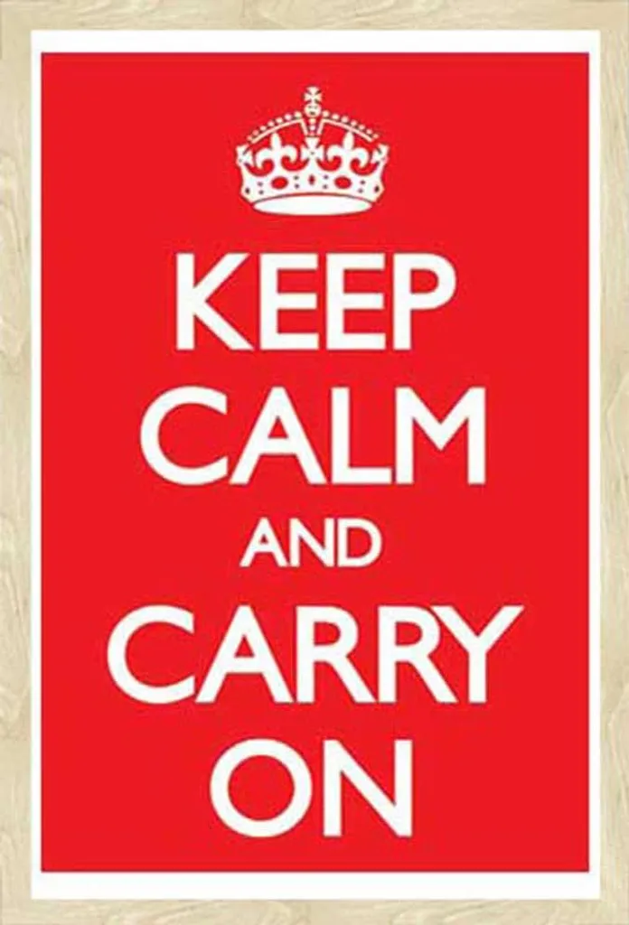 Poster Keep Calm Rosso con Cornice Shinsuke Shinsuke® Maxi Rovere MDF