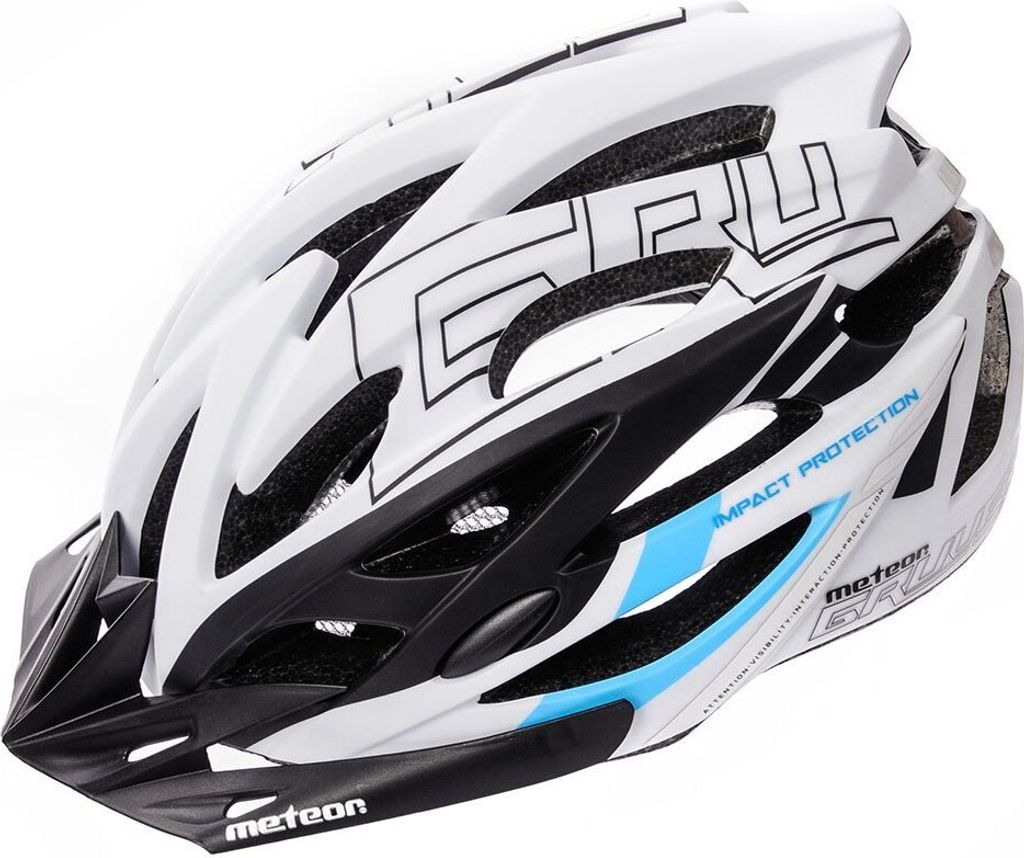meteor GRUVER Fahrradhelm Herren Damen Kinder-Helm MTB rollerhelm S 52-56 cm blau / schwarz / weiß