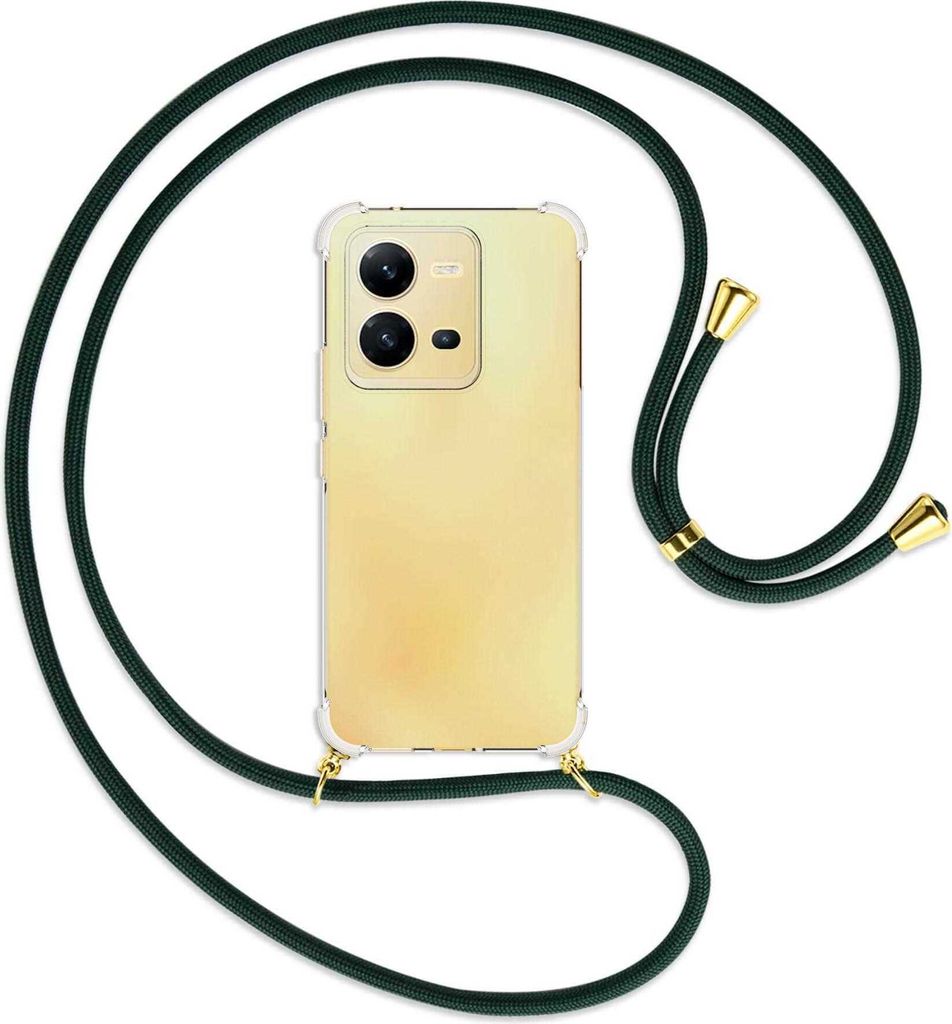 Handykette Backcover-Schutzhülle mit Band (Metall goldfarben) für vivo X80 Lite, vivo V25 (6.44'') - dunkelgrün