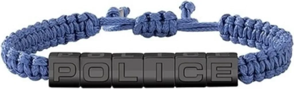 Bracelet Police PJ26453BSUN/02 en cuir noir et acier pour homme chic