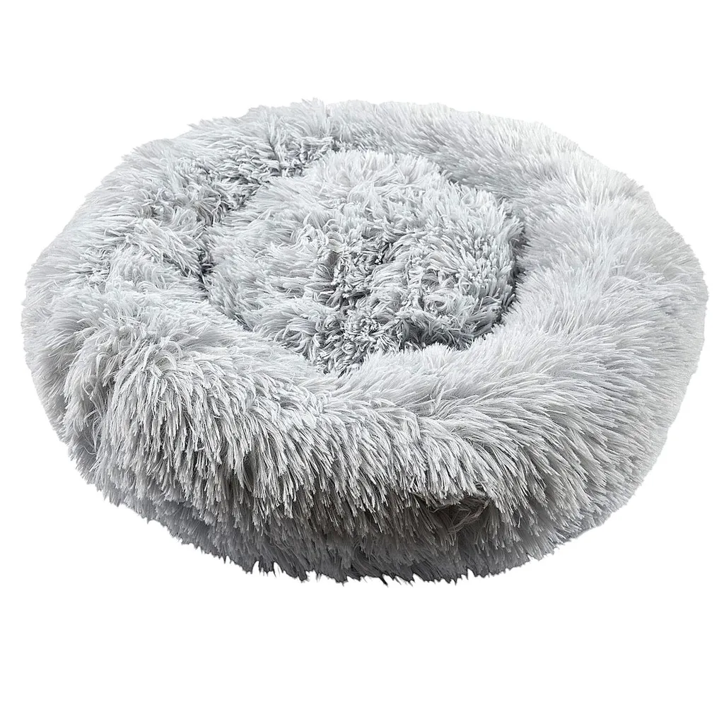 Cuccia Cane Ciambella Ø50 cm Grigia Peluche - Morbido Letto Antistress