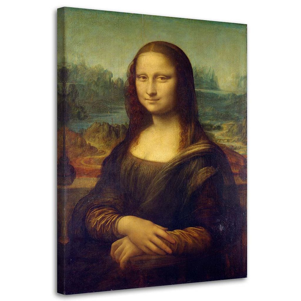 Leinwandbild mona lisa - da-vinci-reproduktion 70x100 cm Feeby braun wandbild bereit zum aufhängen