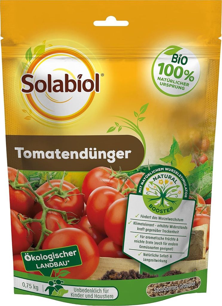 Solabiol Tomatendünger mit Wurzelstimulator 0,75 kg Packung