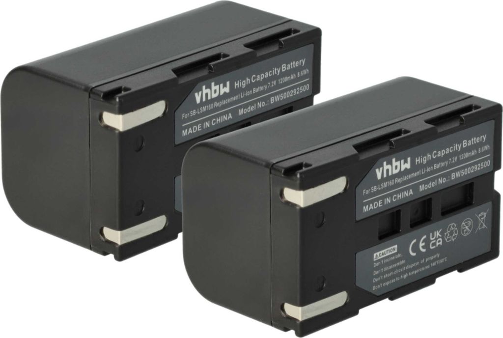 vhbw 2x Akku kompatibel mit Samsung SC-D451, SC-D357, SC-D355, SC-D354, SC-D353, SC-D352, SC-D351 Videokamera Camcorder (1200 mAh, 7,2 V, Li-Ion)