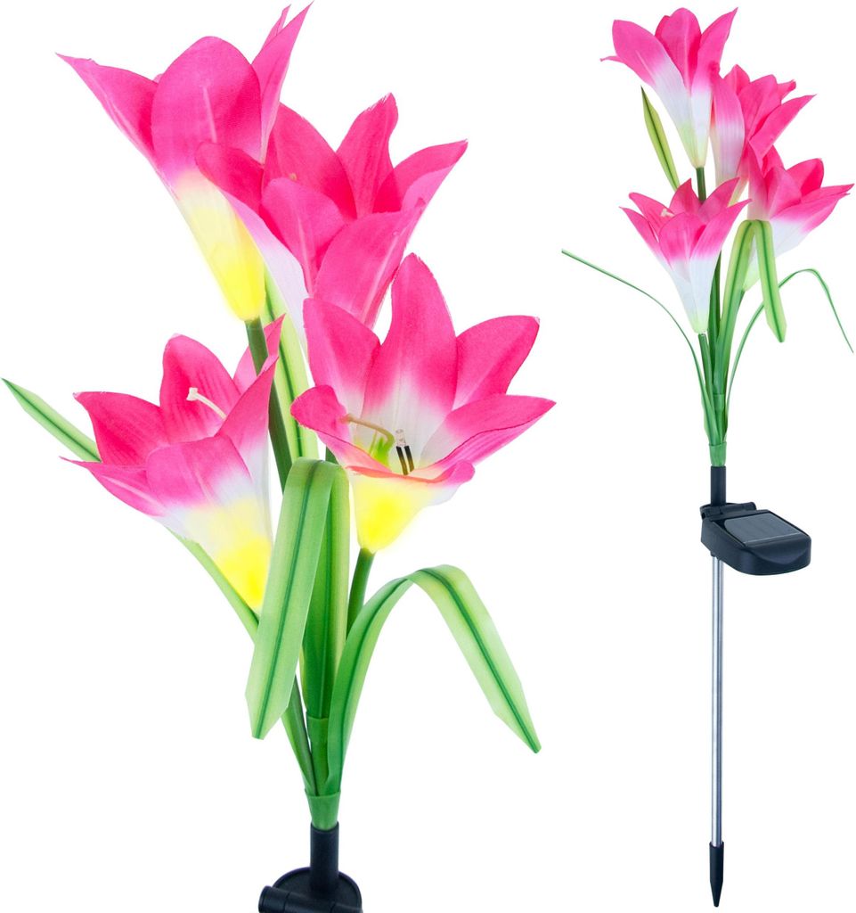 Solar Blumen Für Garten Balkon Lilie Push In Dämmerung Sensor