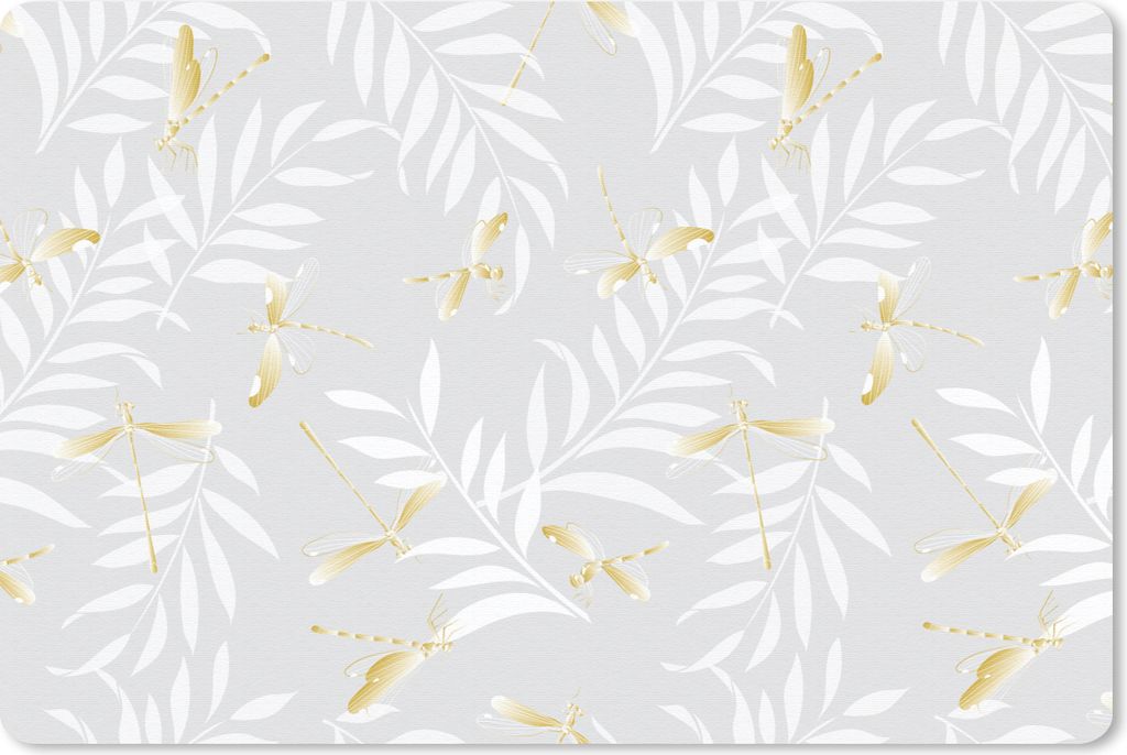 MuchoWow Mauspad Mousepad Libelle - Muster - Gold 27x18 cm - Mousepads - Maus Mat - Pad - Mausunterlage - Büroartikel - Desk Matten