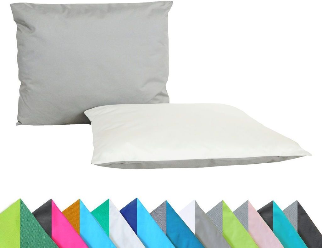 JACK 2er Set Wende Outdoor Kissenhülle Kissenbezug 2-farbig 30x50cm Wasserfest Lounge Kissen Garten Stuhl Lotus Effekt, Farbe:Elfenbein - Grau
