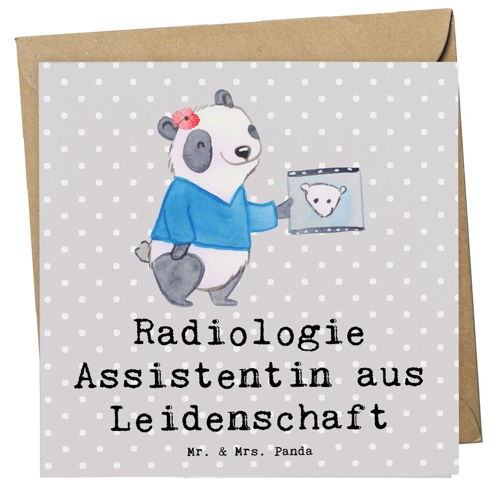 Mr. & Mrs. Panda Grußkarte Radiologie Assistentin Leidenschaft - Grau Pastell - Geschenk, doppelkarte, Glückwunschkarte, Klappkarte, anlasskarte,...