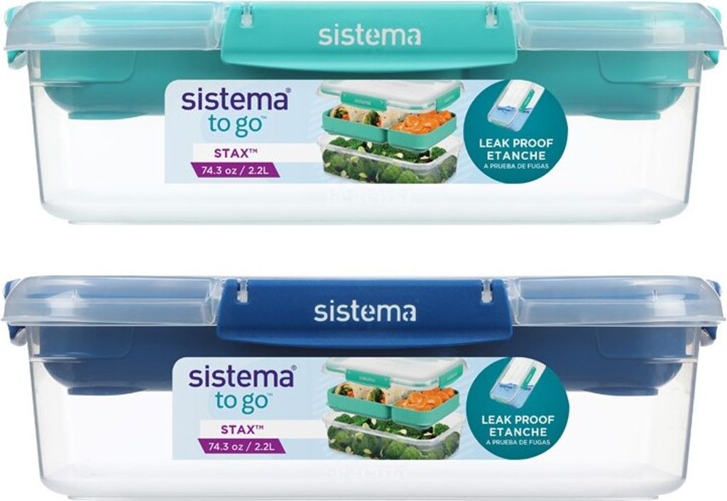 Pojemnik na żywność Sistema Stax 2,2 l, miętowy, niebieski Zdjęcie produktu 