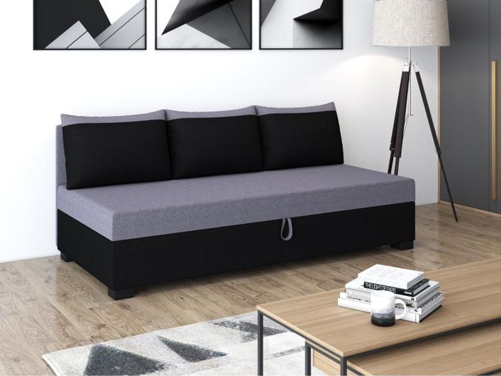 Einzelbett 100x195 ZOLI PLUS 2 mit Kissen - grau/schwarz