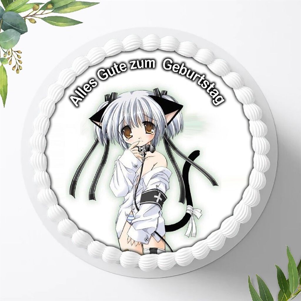 Für die Geburtstags Torte ein Tortenaufleger, Zuckerbild mit dem Motiv: Anime Manga, Essbares Foto für Torten, Fondant, Ø 20cm, 0869w