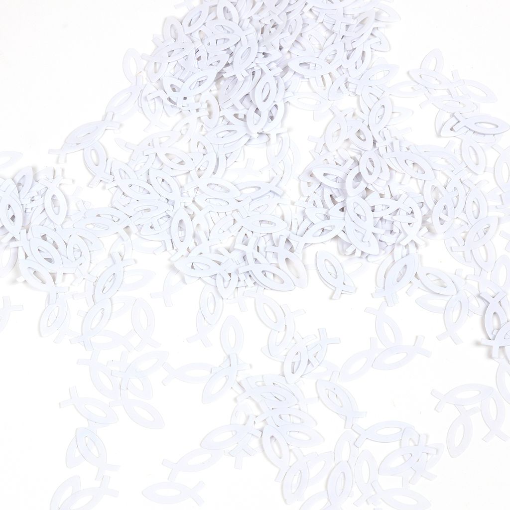 Oblique Unique Fisch Konfetti für Taufe Hochzeit Konfirmation Kommunion Geburtstag Tisch Deko Streudeko - weiß