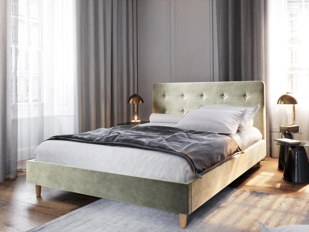 Gepolstertes Einzelbett 90x200 NOOR - beige