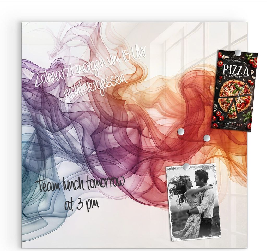 Magnettafel 30x30cm Pinnwand Whiteboard beschreibbar - Bunte Wirbel