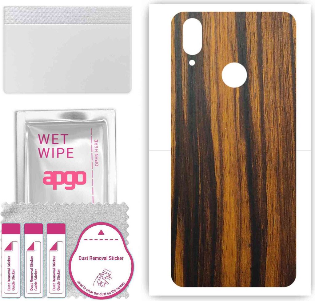 apgo Rückseite Schutzfolie, Skin, kompatibel mit Cubot J7, Hinten Displayschutzfolie aus Vinylfolie, kratzfest, einfache Montage - Tigerwood
