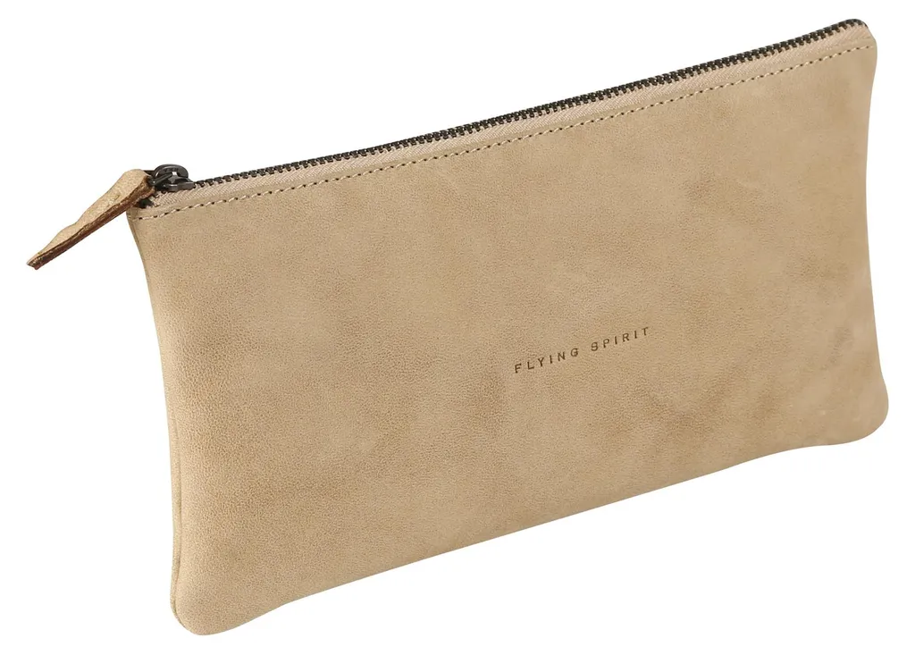 Trousse marque-page cuir beige : ne cherchez plus vos stylos 22x11